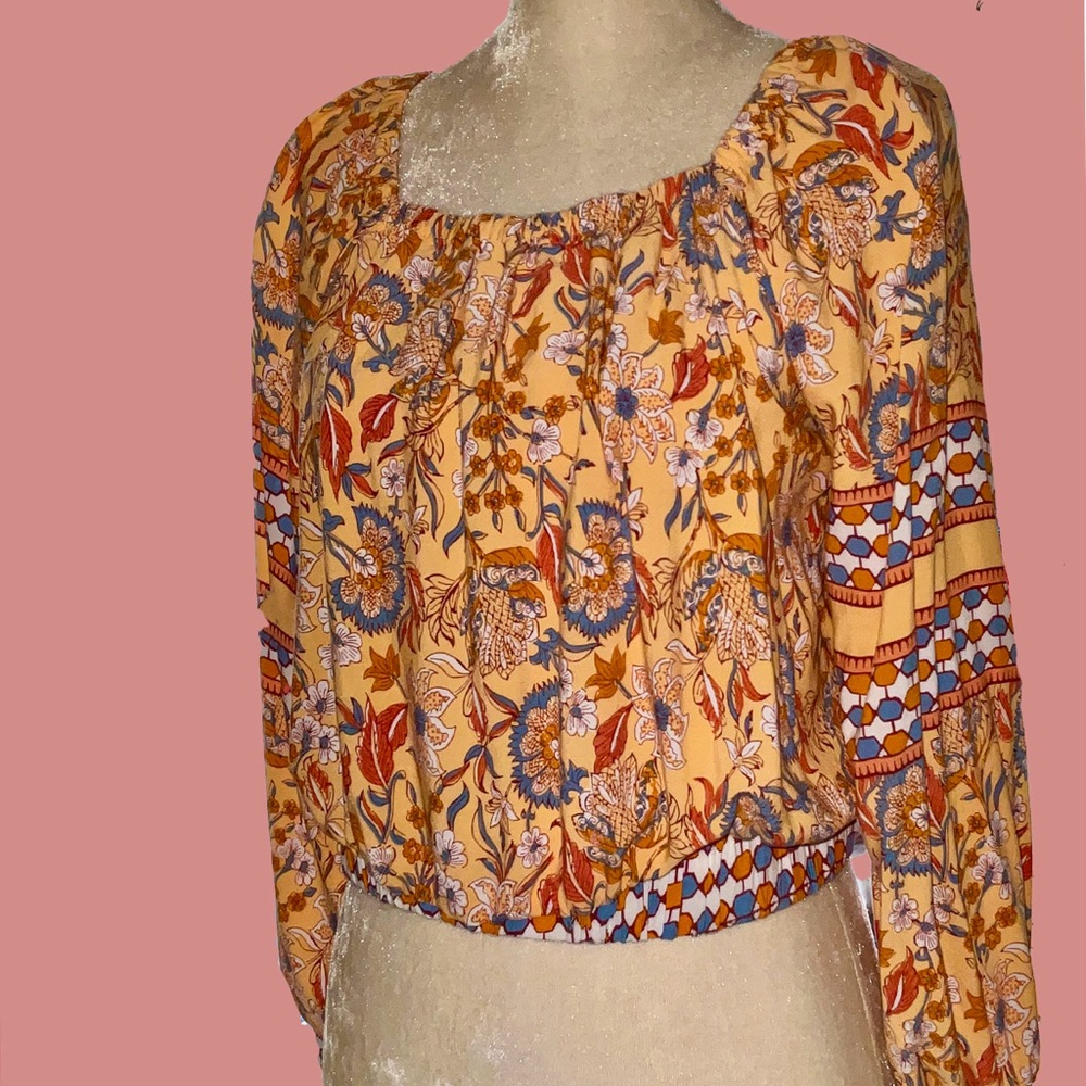 Rachael Zoe Boho Floral Peach Crop top Woman's XS - Picture 4 of 8